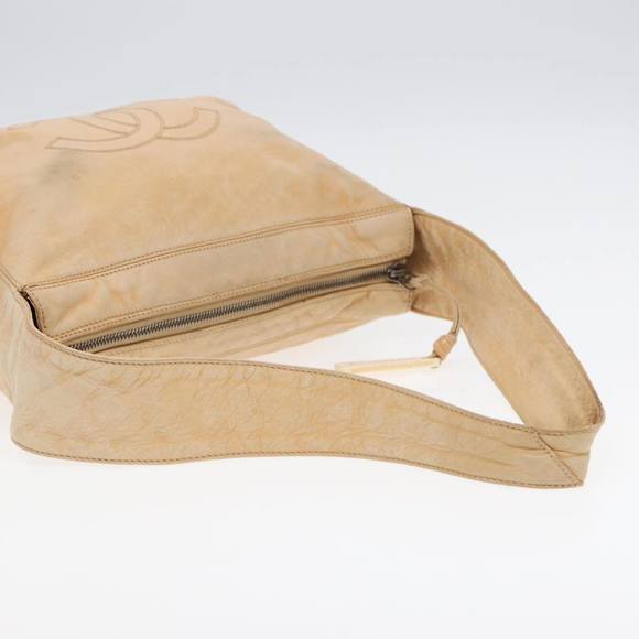 CHANEL COCO Mark Shoulder Bag Leather Beige CC Auth 87307 - Picture 7 of 16